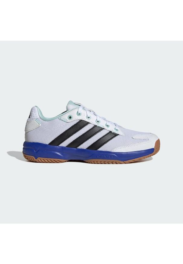 Adidas - Buty Stabil Indoor Kids. Kolor: biały, wielokolorowy, niebieski, czarny. Materiał: materiał