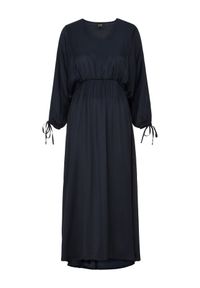 Ochnik - Długa sukienka z bufiastymi rękawami. Kolor: niebieski. Materiał: wiskoza. Długość: maxi #3