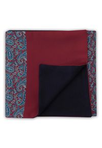 Adam Collection - Elegancki bordowo-granatowy szal do płaszcza we wzór - paisley L16. Kolor: wielokolorowy, czerwony, niebieski. Materiał: wiskoza, tkanina. Wzór: paisley. Styl: elegancki #1