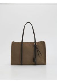 Reserved - Torebka shopper z imitacji zamszu - brązowy. Kolor: brązowy. Materiał: zamszowe #1