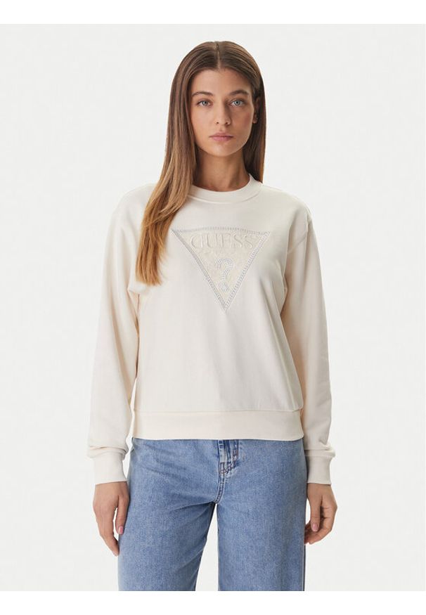Guess Bluza W6GQ09 K3183 Écru Regular Fit. Materiał: bawełna