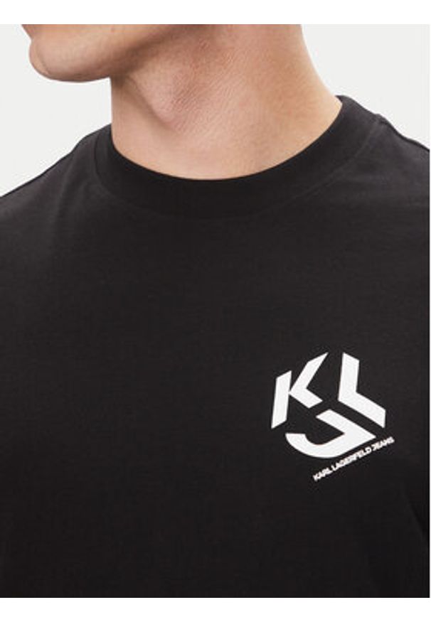 Karl Lagerfeld - KARL LAGERFELD T-Shirt A2M17072 Czarny Regular Fit. Typ kołnierza: dekolt w karo. Kolor: czarny. Materiał: bawełna, syntetyk