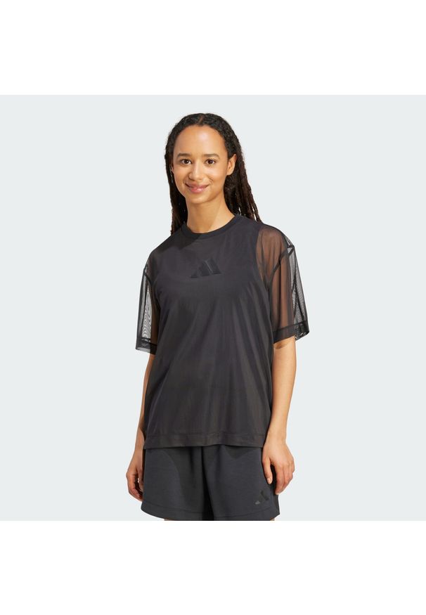 Adidas - Koszulka Soft Lux Mesh. Kolor: czarny. Materiał: mesh. Sport: fitness