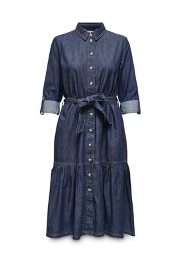 only - ONLY Sukienka jeansowa Sevigny 15357967 Granatowy Regular Fit. Kolor: niebieski. Materiał: bawełna