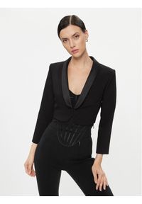 Elisabetta Franchi Marynarka GI-091-37E2-V6000 Czarny Slim Fit. Kolor: czarny. Materiał: syntetyk #1