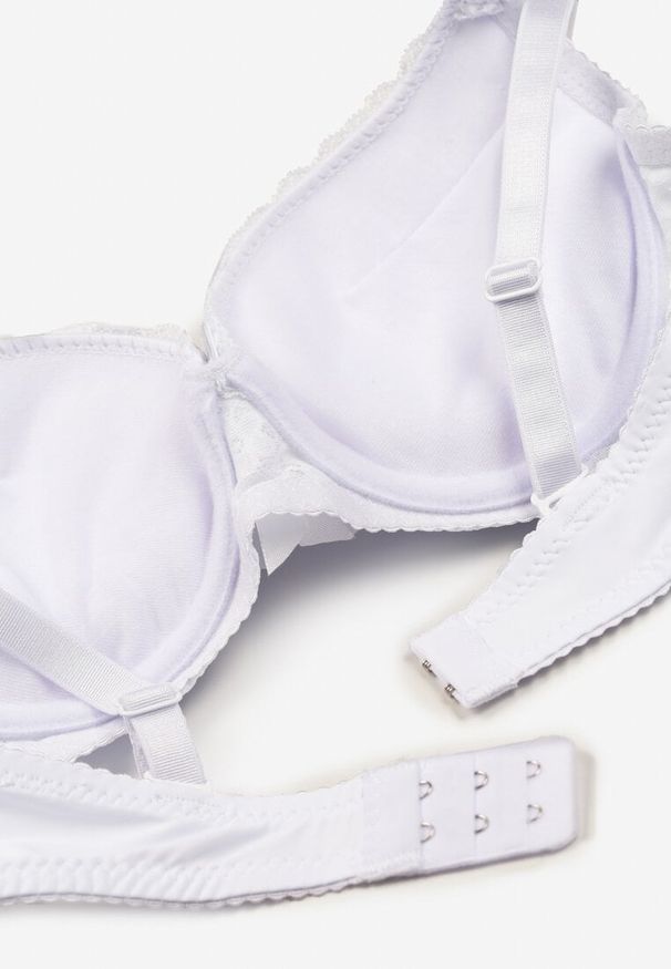 Born2be - Biały Biustonosz Push Up z Koronką w Kwiatki Walemia. Kolor: biały. Materiał: koronka. Rodzaj stanika: push-up. Wzór: koronka, kwiaty