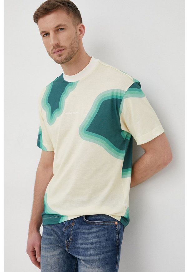 Liu Jo t-shirt bawełniany kolor beżowy wzorzysty. Kolor: beżowy. Materiał: bawełna