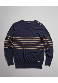 FAY - Granatowy sweter z wełny dziewiczej. Kolor: niebieski. Materiał: wełna. Długość rękawa: długi rękaw. Długość: długie. Wzór: aplikacja. Sezon: zima, jesień #3