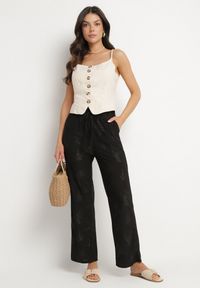 Born2be - Czarne Spodnie o Prostym Kroju z Gumką w Talii Mirea. Okazja: na co dzień, na spotkanie biznesowe. Kolor: czarny. Styl: biznesowy, elegancki, casual #5