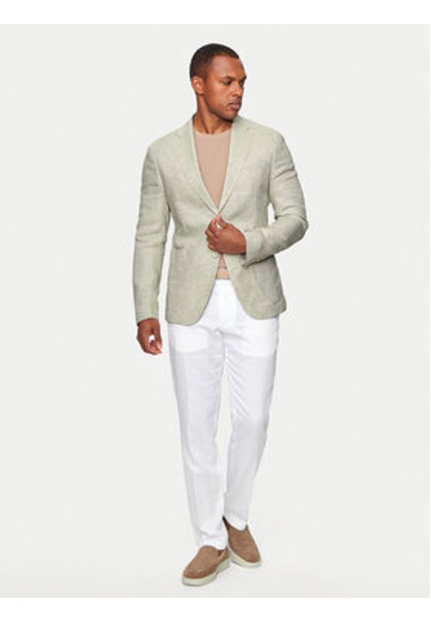 JOOP! Marynarka Hoverest 30041961 Beżowy Slim Fit. Kolor: beżowy. Materiał: len