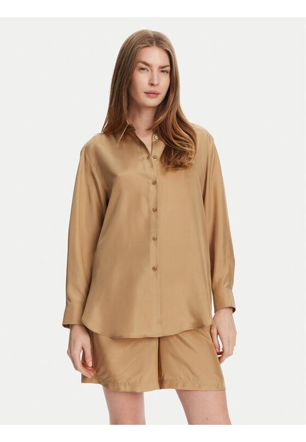 Marella Koszula Alec 2513111015 Beżowy Regular Fit. Kolor: beżowy. Materiał: jedwab