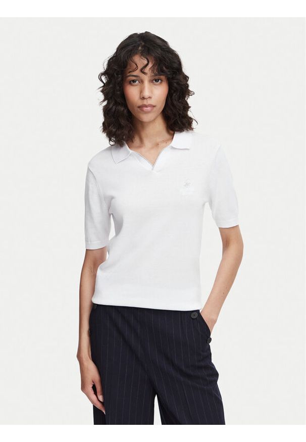 Beverly Hills Polo Club Polo P-SS26W-M550273 Biały Regular Fit. Typ kołnierza: polo. Kolor: biały. Materiał: bawełna