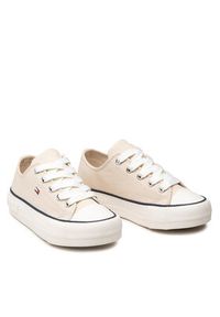 TOMMY HILFIGER - Tommy Hilfiger Trampki Low Cut Lace-Up Sneaker T3A4-32118-0890 M Beżowy. Kolor: beżowy. Materiał: materiał #7