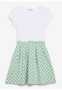 bonprix - Sukienka z dżerseju z bawełny organicznej. Kolor: zielony. Materiał: jersey, bawełna. Długość rękawa: krótki rękaw. Długość: midi #1