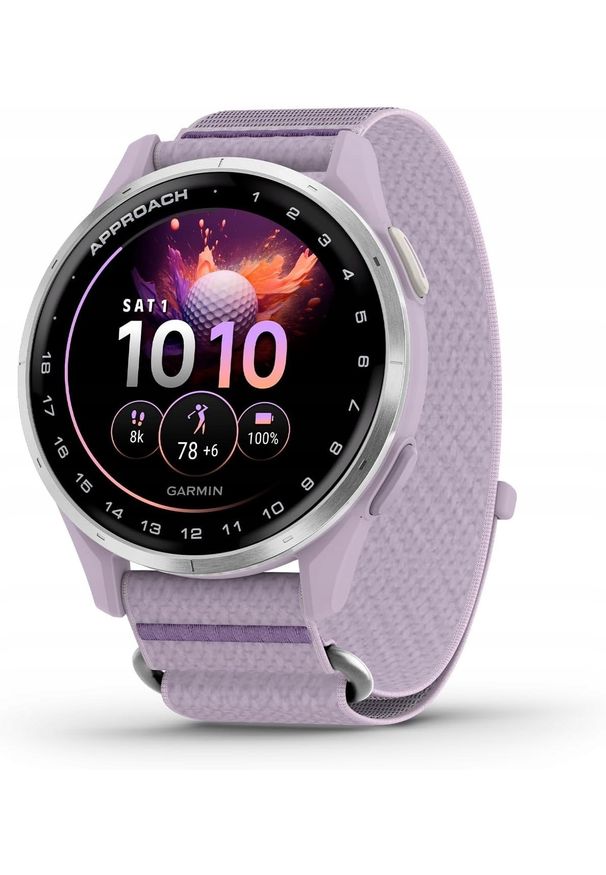 GARMIN - Zegarek sportowy Garmin Approach J1 Fioletowy (010-03898-10). Kolor: fioletowy. Styl: sportowy