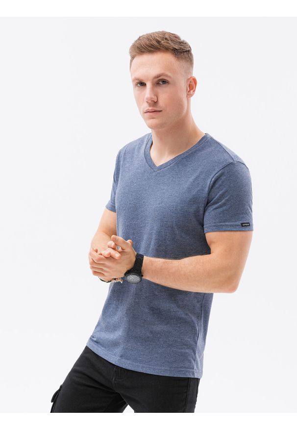 Niebieski t-shirt Ombre Clothing melanż