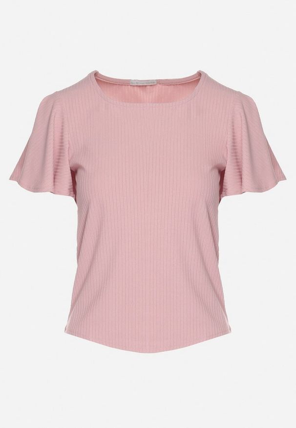 Born2be - Różowa Bluzka Ozdobiona Szerokimi Rękawami Sunlisa. Okazja: na co dzień. Kolor: różowy. Materiał: jeans. Wzór: aplikacja. Styl: klasyczny, casual