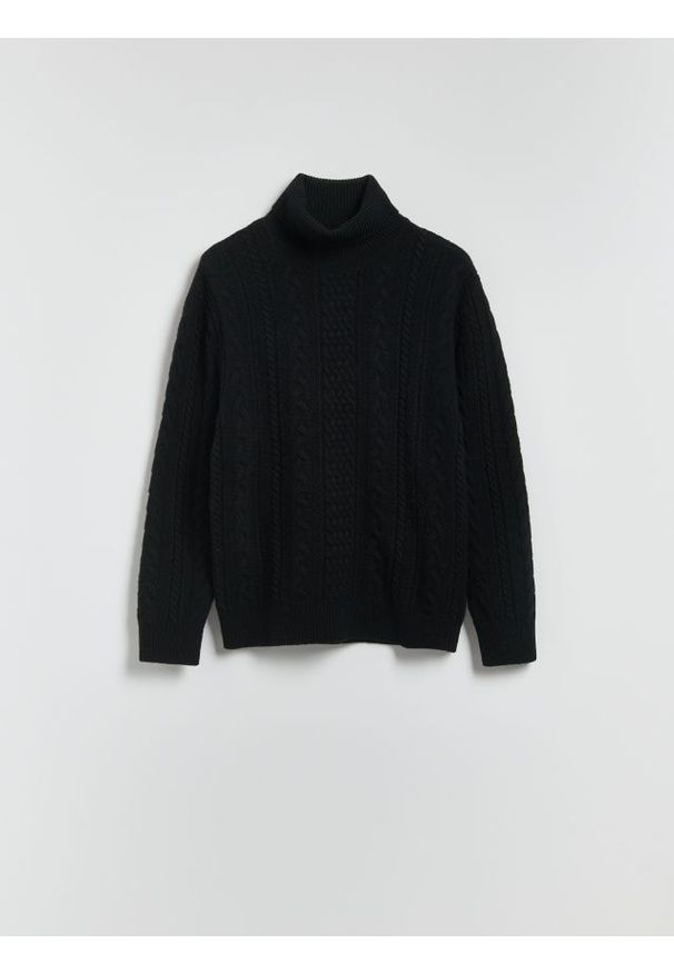 Reserved - Sweter z wełną - czarny. Kolor: czarny. Materiał: wełna