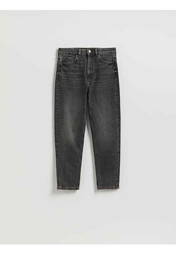 Reserved - Jeansy mom fit slim - szary. Kolor: szary