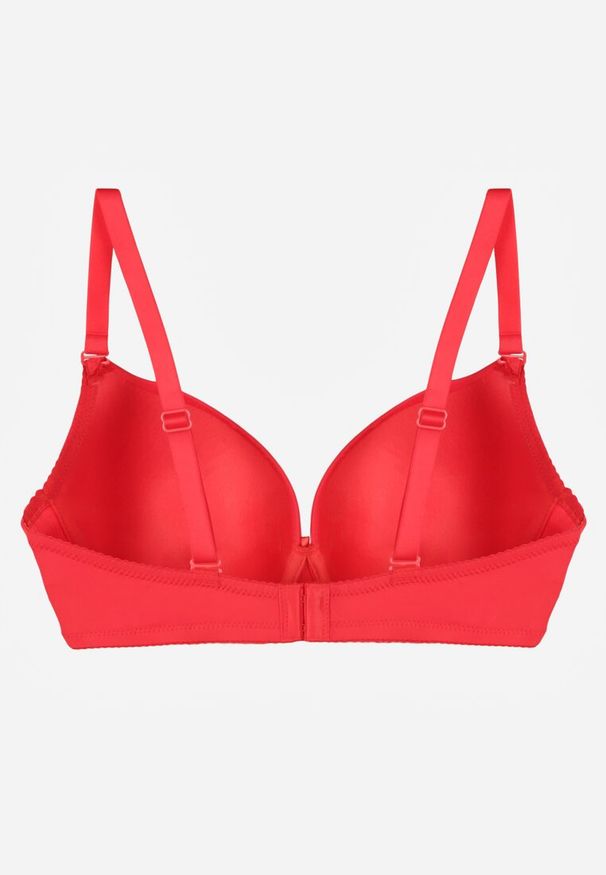 Renee - Czerwony Biustonosz o Gładkim Wykończeniu z Kokardką Phiphise. Kolor: czerwony. Wzór: gładki