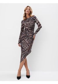 Mohito - Wzorzysta sukienka midi z marszczeniami - Beżowy. Kolor: beżowy. Długość: midi #2