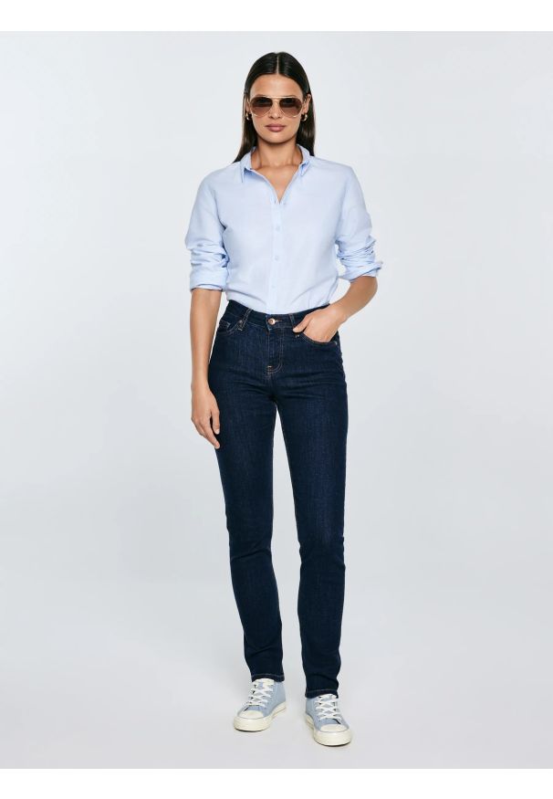 Big-Star - Jeansy damskie z wysokim stanem granatowe Katrina High Waist 720. Stan: podwyższony. Kolor: niebieski