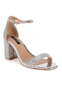 Nine West Sandały WFA3032-1 Srebrny. Kolor: srebrny. Materiał: materiał