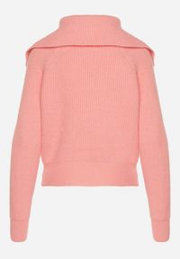 Born2be - Różowy Kardigan Dzianiny z Wełną z Golfem Zapinany na Suwak Zinellia. Okazja: na co dzień. Typ kołnierza: golf. Kolor: różowy. Materiał: dzianina, wełna. Długość rękawa: długi rękaw. Długość: długie. Styl: casual, klasyczny #7