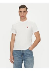 AMI PARIS T-Shirt BFUTS035.724 Biały Regular Fit. Kolor: biały. Materiał: bawełna