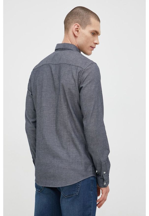 Tom Tailor koszula męska kolor szary slim z kołnierzykiem button-down. Typ kołnierza: button down. Kolor: szary. Materiał: bawełna, tkanina. Długość rękawa: długi rękaw. Długość: długie