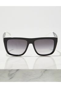 Alexander McQueen - ALEXANDER MCQUEEN - Czarne okulary przeciwsłoneczne z logo. Kolor: czarny. Materiał: materiał