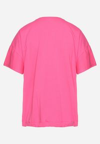 Born2be - Różowa Bawełniana Bluzka Ozdobiona Haftami i Nadrukami z Troczkiem Norelli. Kolor: różowy. Materiał: bawełna. Wzór: nadruk, aplikacja, haft