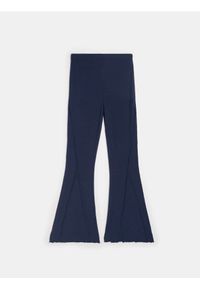 Sinsay - Prążkowane spodnie flare - granatowy. Kolor: niebieski. Materiał: prążkowany #1
