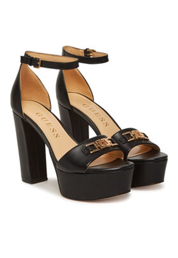 Guess Sandały FLJSET LEA03 Czarny. Kolor: czarny. Materiał: skóra