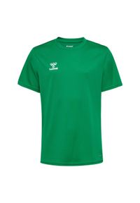 Hummel - Koszulka Poliestrowa Essential Jersey S/S Kids. Kolor: zielony. Materiał: poliester, jersey