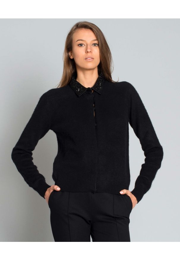 LES COPAINS - Sweter z kaszmiru. Okazja: na co dzień. Kolor: czarny. Materiał: kaszmir. Długość rękawa: długi rękaw. Długość: długie. Styl: casual, elegancki
