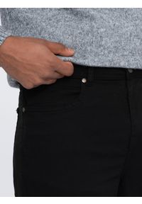 Ombre Clothing - Męskie spodnie chino o dopasowanym kroju - czarne V1 OM-PACP-0151 - XXL. Okazja: na co dzień. Kolor: czarny. Materiał: elastan, bawełna, tkanina, materiał. Styl: casual