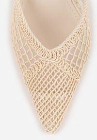 Renee - Beżowe Szpilki VICES Ozdobione Siateczką Coraerial. Nosek buta: otwarty. Kolor: beżowy. Materiał: skóra, materiał. Wzór: aplikacja. Sezon: lato. Obcas: na szpilce. Wysokość obcasa: średni #6