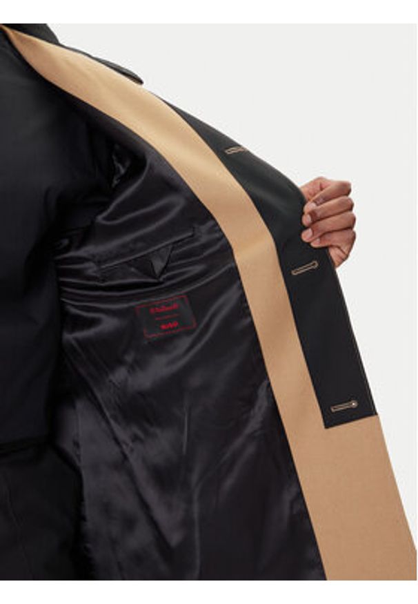 Hugo - HUGO Płaszcz wełniany Mintrax2541 50546551 Beżowy Regular Fit. Kolor: beżowy. Materiał: wełna