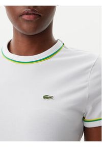 Lacoste T-Shirt TF0347 Biały Slim Fit. Kolor: biały. Materiał: bawełna #3