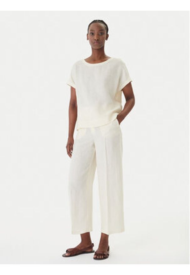 Marella T-Shirt Geyser 2615111132 Écru Regular Fit. Materiał: len