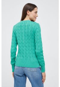 Polo Ralph Lauren kardigan bawełniany 211792413008 damski kolor zielony. Okazja: na co dzień. Typ kołnierza: polo. Kolor: zielony. Materiał: bawełna. Długość rękawa: długi rękaw. Długość: długie. Wzór: ze splotem. Styl: casual #5
