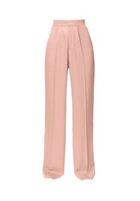 AGGI - Pudrowe spodnie Jessie. Stan: podwyższony. Kolor: różowy, wielokolorowy, fioletowy. Materiał: jedwab, tkanina #2