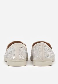 Renee - Szare Mokasyny z Cyrkoniami i Ozdobami Distantsteam. Okazja: na co dzień. Kolor: szary. Materiał: jeans. Wzór: aplikacja. Styl: glamour, casual #5