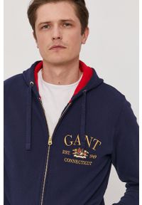 GANT - Gant - Bluza bawełniana. Okazja: na co dzień. Typ kołnierza: kaptur. Kolor: niebieski. Materiał: bawełna. Styl: casual #4