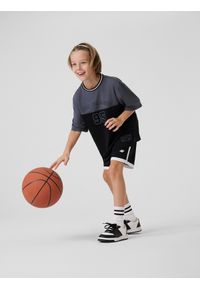 4f - 4F Koszulka sportowa szybkoschnąca chłopięca - czarna 134/140 (8-10 lat). Kolor: czarny. Sezon: lato #1