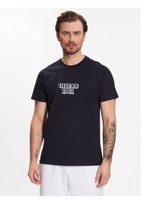 Guess T-Shirt Logo M3GI30 K8FQ4 Granatowy Slim Fit. Kolor: niebieski. Materiał: bawełna