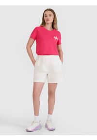 4f - 4F T-shirt regular z nadrukiem damski - różowy XS. Okazja: na co dzień. Kolor: różowy. Materiał: tkanina, bawełna, materiał, dzianina, jersey. Wzór: nadruk. Styl: sportowy, klasyczny, casual, elegancki #2