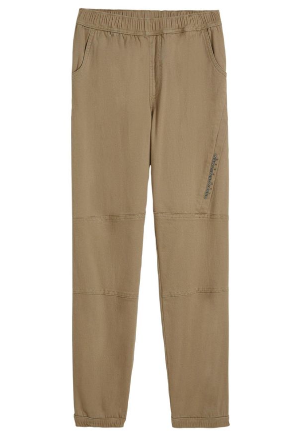 bonprix - Spodnie typu loose fit z podszewką z dżerseju. Kolor: zielony. Materiał: jersey