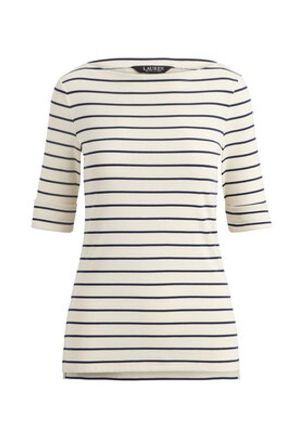 Lauren Ralph Lauren - LAUREN RALPH LAUREN Bluzka 200P03723002 Beżowy Slim Fit. Kolor: beżowy. Materiał: bawełna